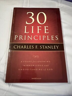 30 Life Principles by Charles F. Stanley - Red Hardcover Study Book
